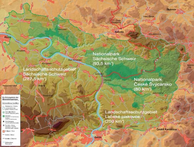 Overview: One Landscape - Two Nations - Four Protected Areas; Foto: Nationalparkverwaltung Sächsische Schweiz